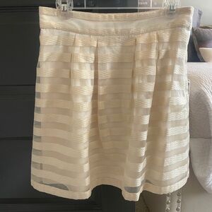 Ann Taylor Cream Striped Mini Skirt